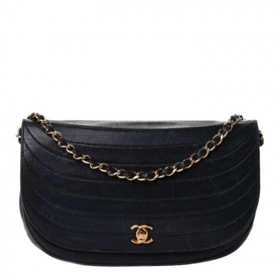 CHANEL Lambskin Ribbon Stitched Small Single Flap Black | Fashionphile