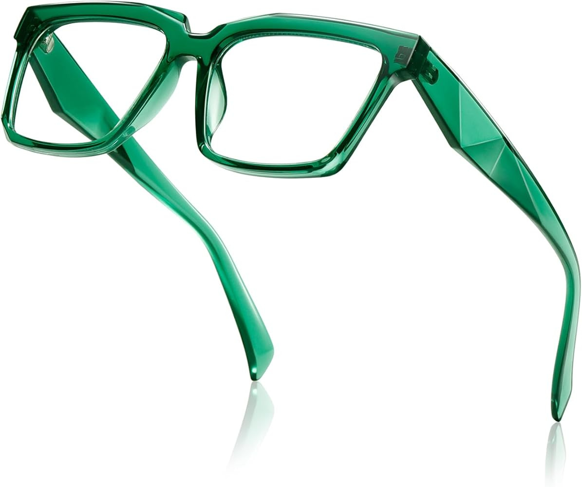 Oversized Blue light glasses for Women Men - Ideal for Work/Gaming/TV - Anti Eyestrain UV Protect... | Amazon (US)