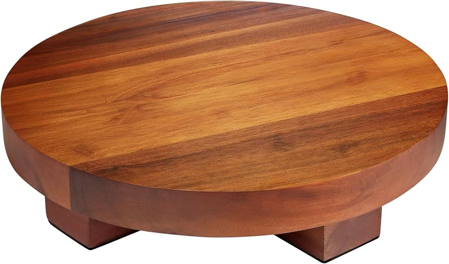 Round Wood Riser Board 9.5 inches, Natural Acacia Wood, Farmhouse Plant Holder, Multi-Purpose Dis... | Amazon (US)