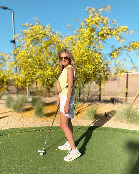 Wearing an older Lululemon skort & Free People tank — neither still in stores. Linked similar styles below!!
On Cloud Sneakers