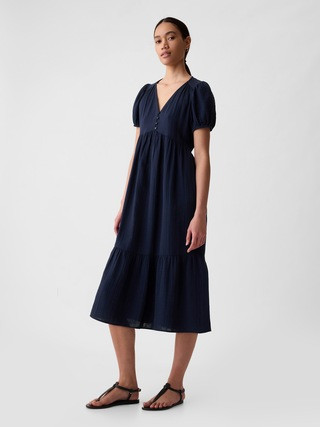 Crinkle Gauze Midi Dress | Gap (CA)
