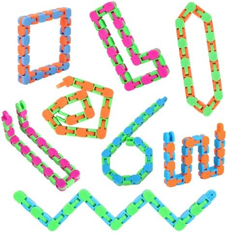 8Pcs 24Links Fidgets Wacky Tracks Fidget Toys for Kids Valentines Day Gifts Classroom Gifts Schoo... | Amazon (US)
