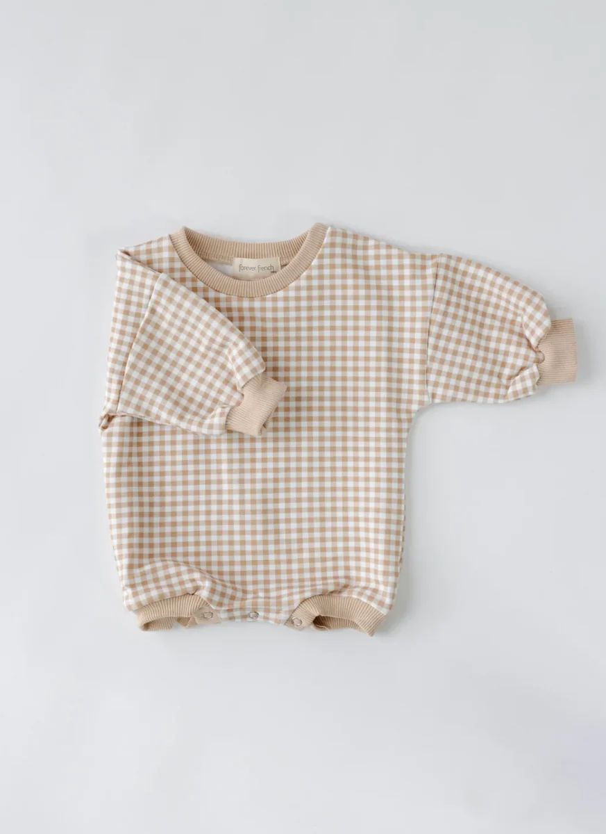Goldie Gingham | Sweatshirt Romper | Forever French