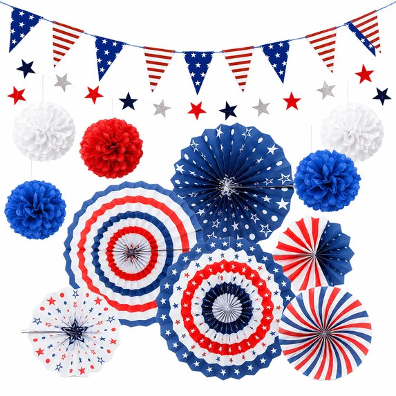 4th of July Decorations Patriotic Party Set Independence Day Fourth of July American Flag Party S... | Walmart (US)