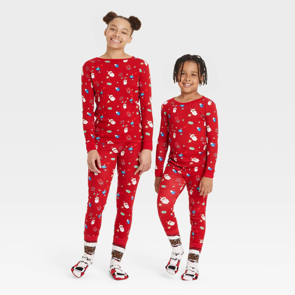 Kids' Santa Print Cotton Ribbed Holiday Matching Family Pajama Set - Wondershop™ Red | Target