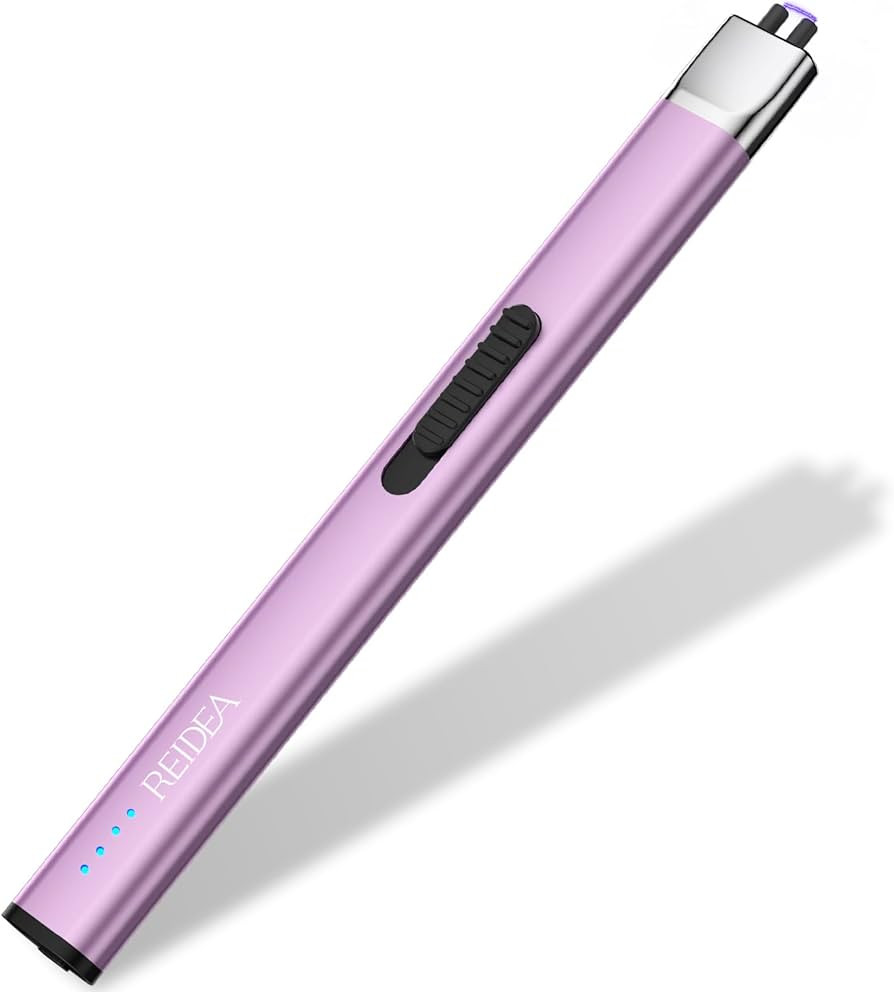 REIDEA Lighter Electronic Candle Lighter USB Rechargeable with Security Lock, Windproof Fast Heat Sinking, Non-Slip Switch Electronic Lighter for Candle, Grill, Camping (Lavender Purple) | Amazon (US)