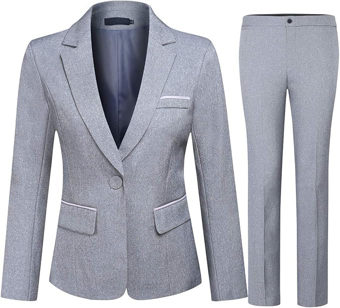 YUNCLOS Women's 2 Piece Office Lady Business Suit Set Slim Fit Blazer Pant | Amazon (US)