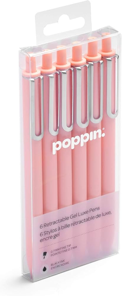 Poppin Retractable Gel Luxe Pens, Blush, Package Of 6, Black Ink | Amazon (US)