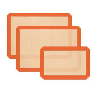 Silicone Baking Mat with Non-Stick, Baking Sheets, Heat-Resistant, Reusable for Cookies, Bread & Pastry, Orange (3-Pack) | The Home Depot