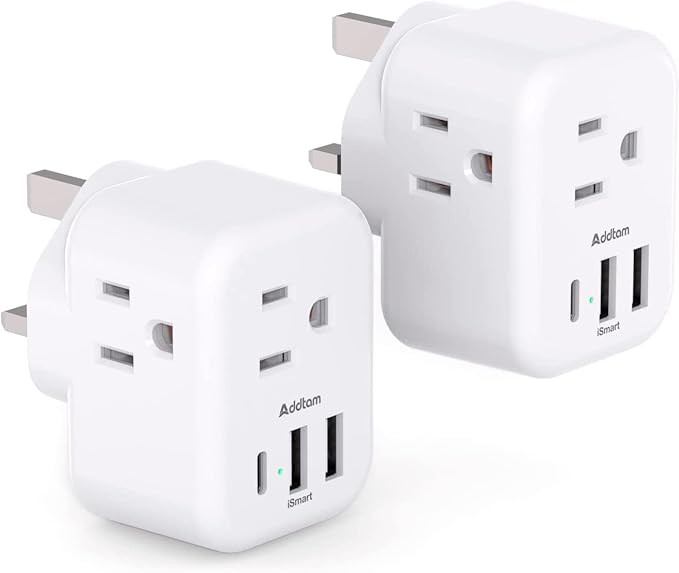 2-Pack US/CA to UK Ireland Travel Plug Adapter, Addtam Type G Power Outlet Adapter with 3 AC Outl... | Amazon (CA)