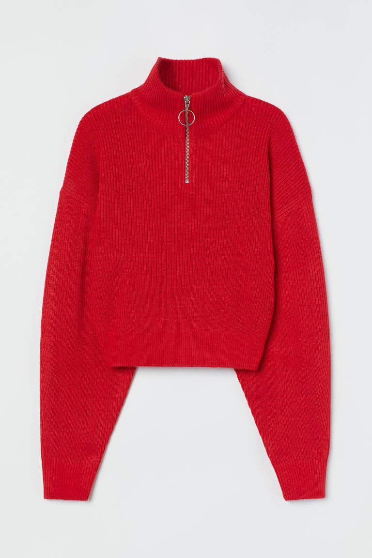 Ribbed Stand-up Collar Sweater | H&M (US)