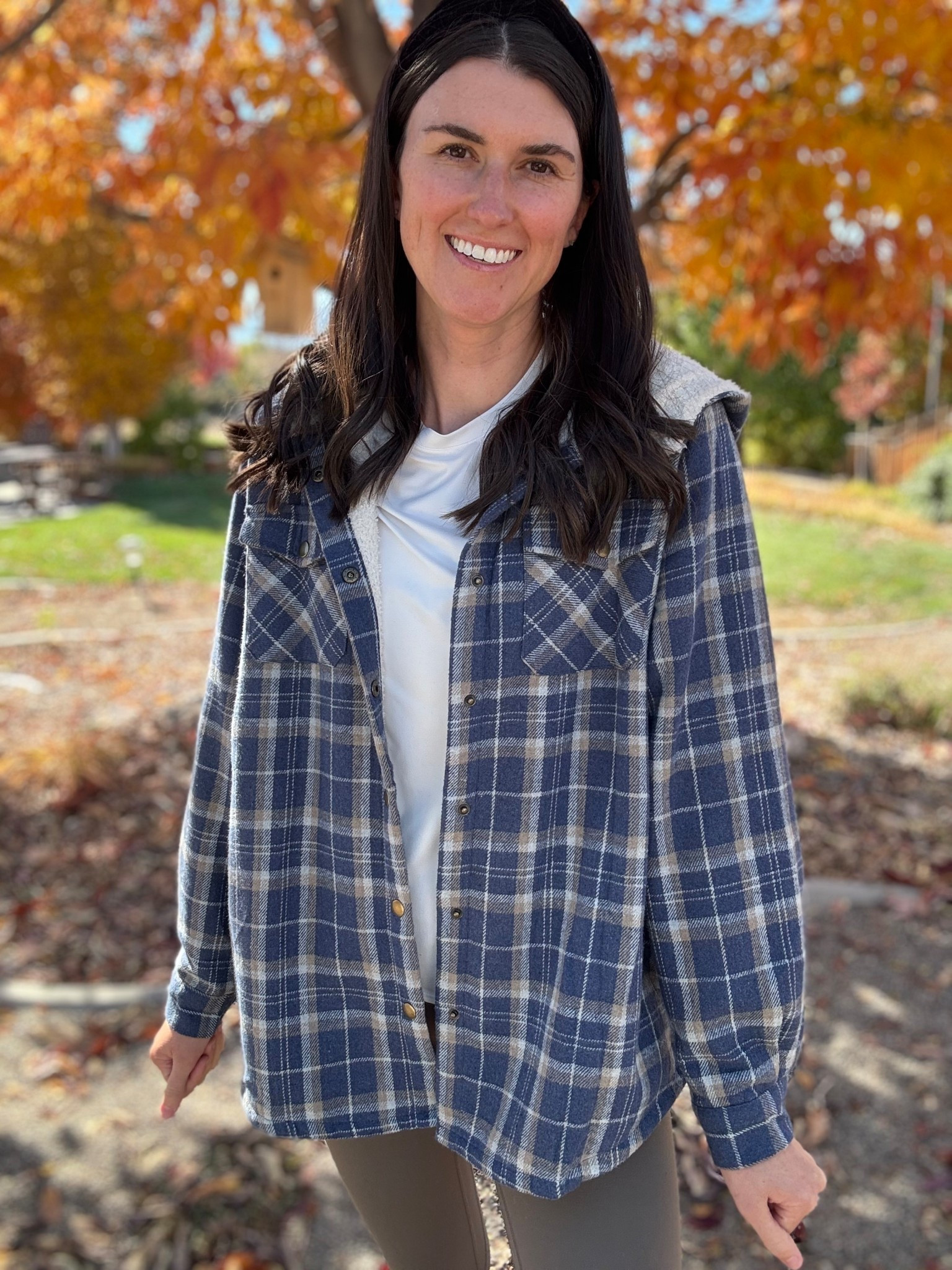 My favorite shacket! Wearing the blue in a large. I sized up for overall. Length and an oversized fit 

#LTKSeasonal #LTKTall #LTKOver40