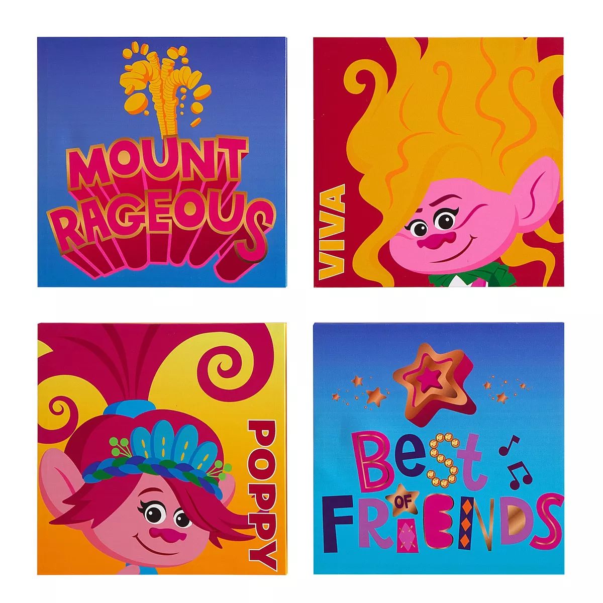 Idea Nuova DreamWorks Trolls Colorful Canvas Wall Art 4-piece Set | Kohl's