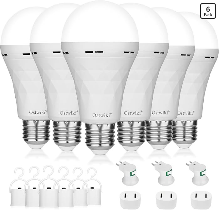 Ostwiki Rechargeable Light Bulbs,6 Pack Battery Operated Backup Emergency Light Bulb for Power Ou... | Amazon (US)