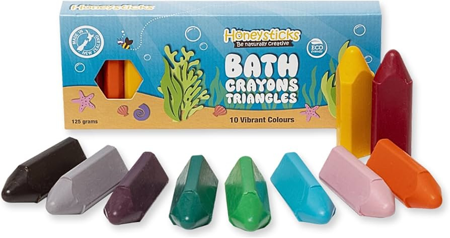Honeysticks Triangle Bath Crayons Non Toxic (10 Pk) for Toddlers 1-3 and Kids 4-8, Natural Beeswa... | Amazon (US)