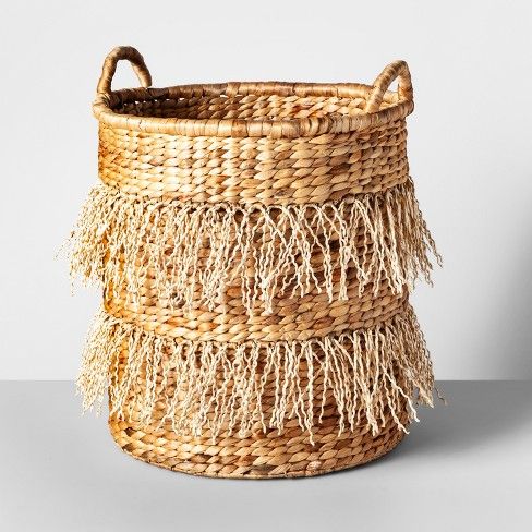 18" x 16.3" Water Hyacinth Fringe Basket Natural - Opalhouse™ | Target