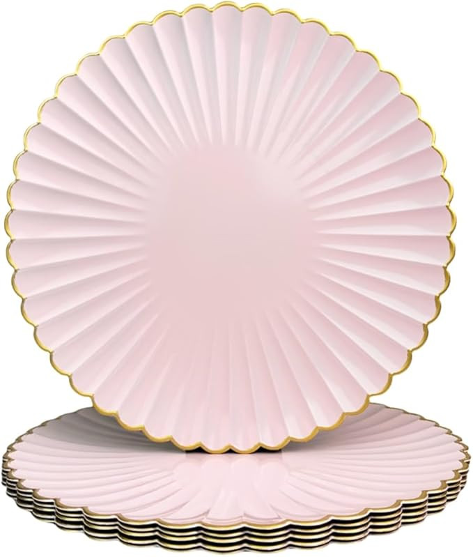 Pink Chargers for Dinner Plates, 13 Inch Plastic Charger Plates, Decorative Chargers for Wedding ... | Amazon (US)