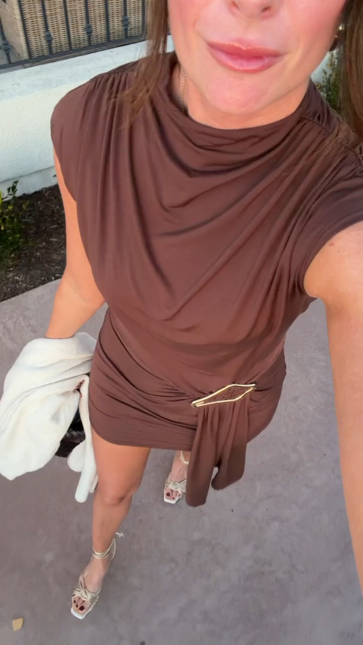 This dress is on sale for 24 hours with code: HAPPY20!! So fun for a night out and I love the chocolate color!! 

#LTKSaleAlert #LTKTall #LTKootd