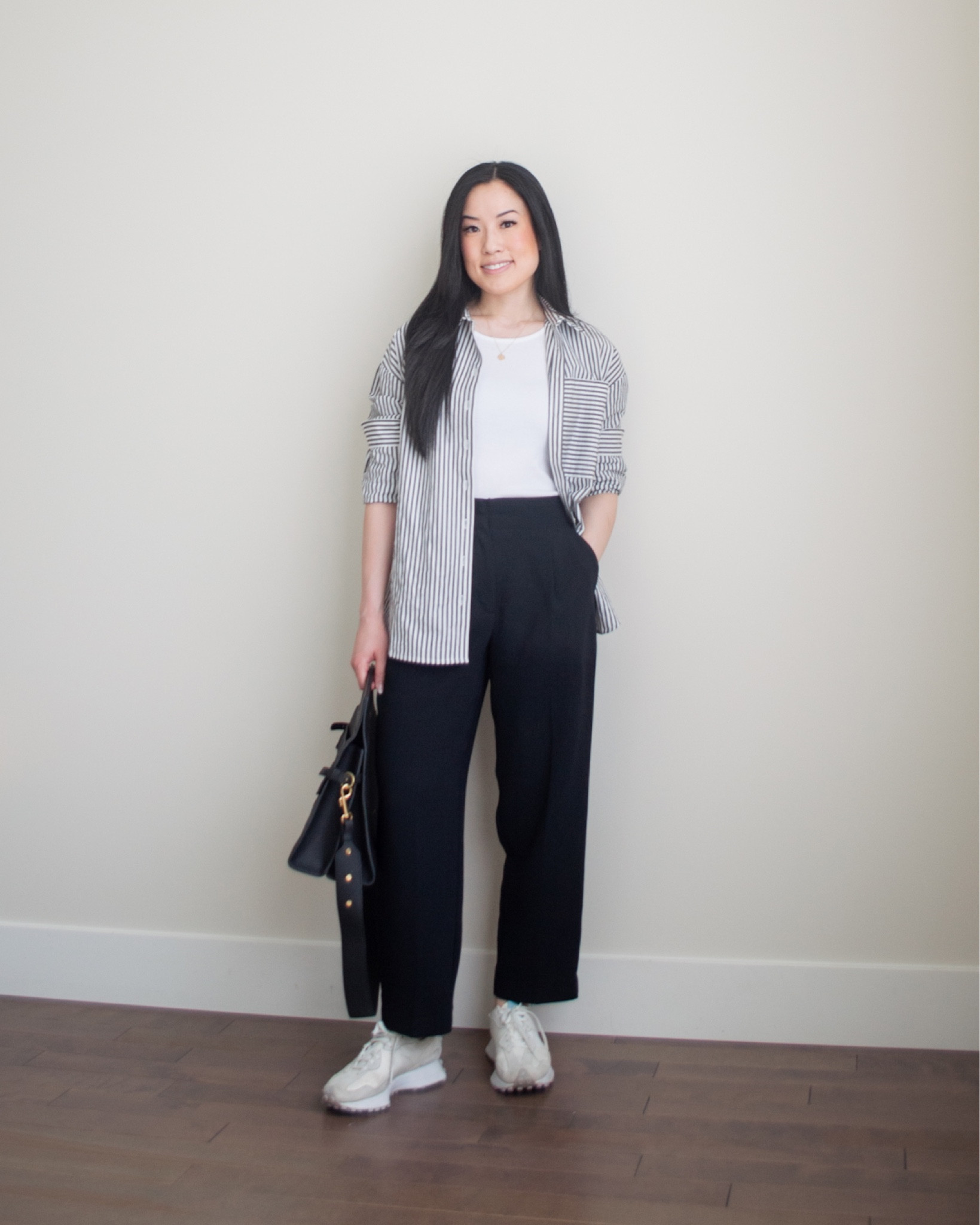 Smart casual outfit featuring classic workwear items ❤️

Frank and Oak button up shirt XS, Kotn tank top S, New Balance 327 sized down 1/2

Unavailable to link: Aritzia pants, Oleada bag, Sheena Marshall Jewelry necklace

#LTKunder50 #LTKstyletip #LTKfit