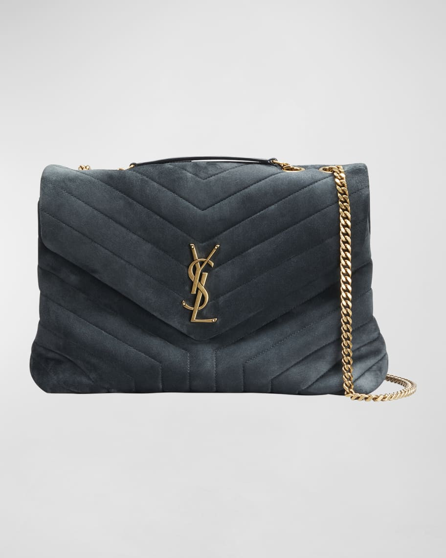 Saint Laurent Loulou Medium YSL Monogram Suede Flap Shoulder Bag | Neiman Marcus