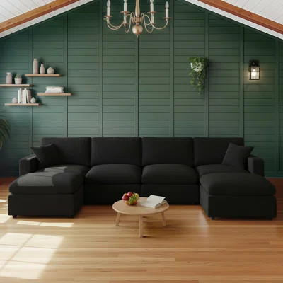 Lodkccy Cloud Modular Sectional Couches 123.8” L Shaped Couch For Living Room Deep Seat Sectional Couch Down Filled Modular Sofa With 2 Ottoman For Ho | Wayfair North America