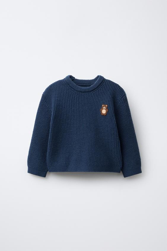 EMBROIDERED TEDDY BEAR PURL KNIT JUMPER | Zara US