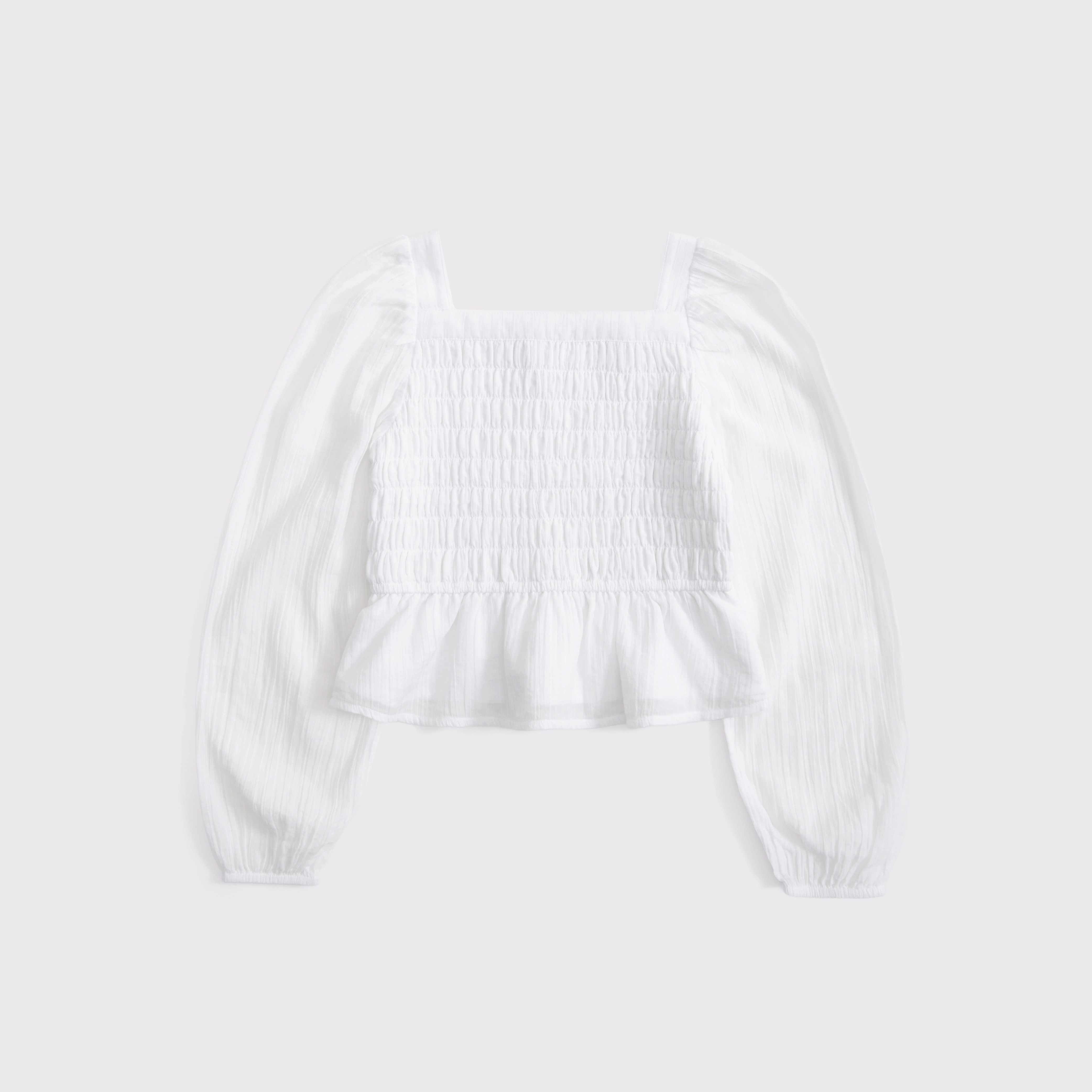 long-sleeve smocked puff sleeve top | Abercrombie & Fitch (US)