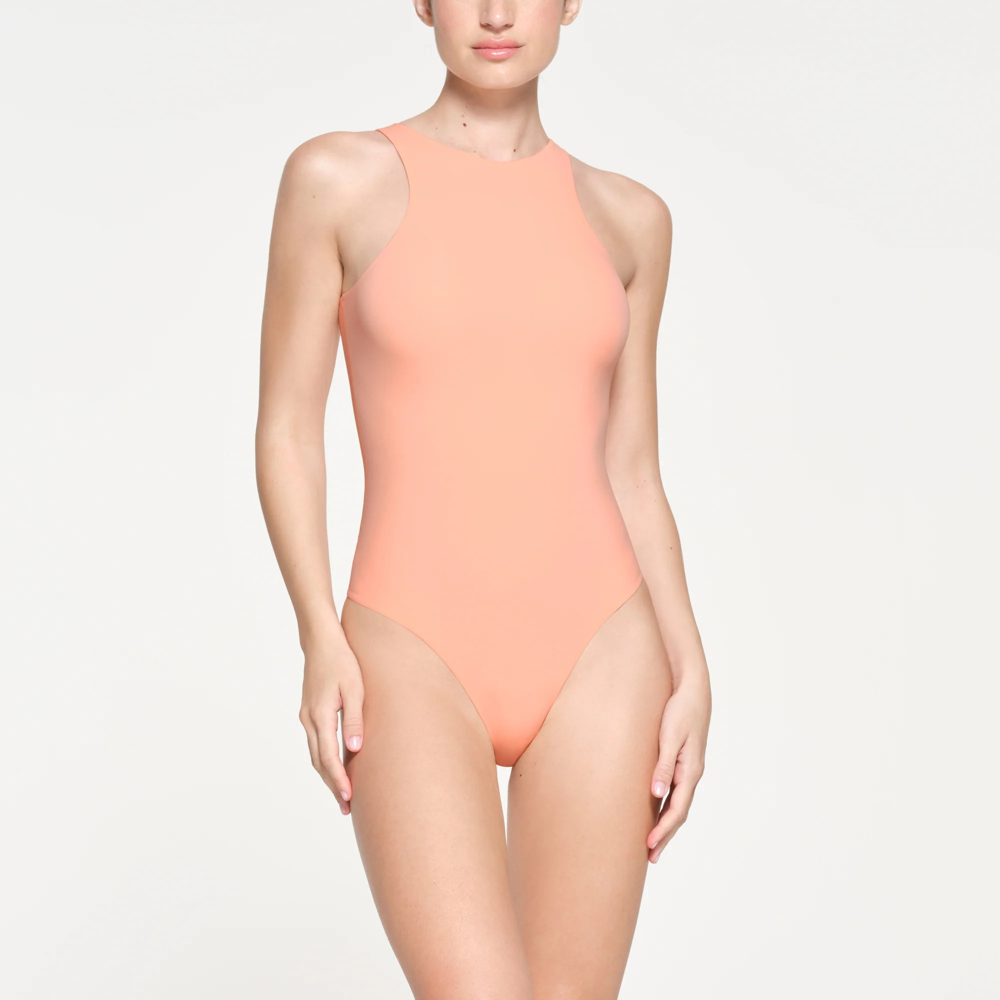 SKIMS High Neck Bodysuit | Orange | XS | Fits Everybody | SKIMS (US)