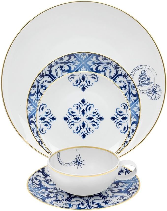 Vista Alegre Porcelain Transatlantica 5 Piece Dinnerware Set | Amazon (US)