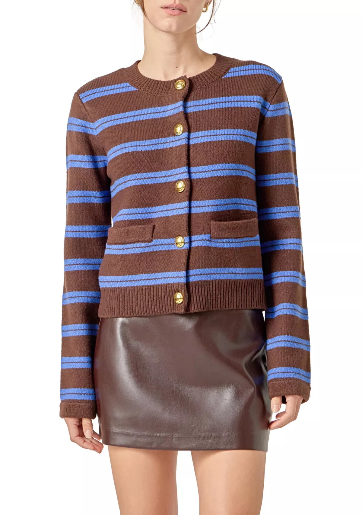 STRIPED GOLD BUTTOM CARDIGAN | Belk