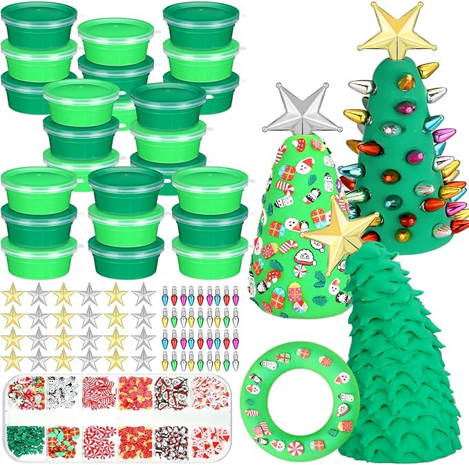 Shappy 24 Pack Christmas Tree DIY Craft 109 Pcs Build Xmas Tree Craft Kit Christmas Decoration Ai... | Amazon (US)