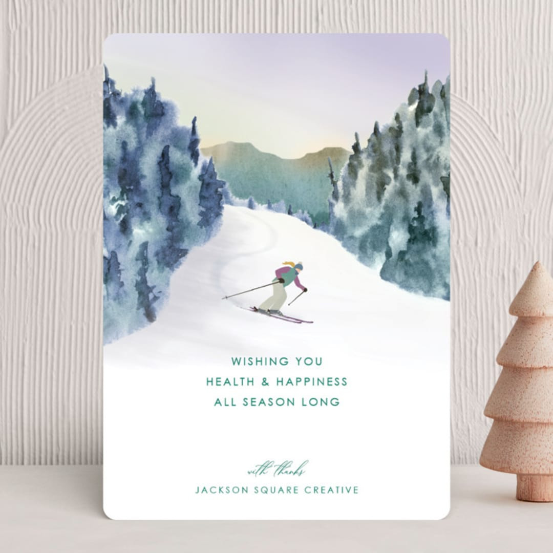 "A Good Turn" - Customizable Business Holiday Cards in Blue or Green by Shannon. | Minted