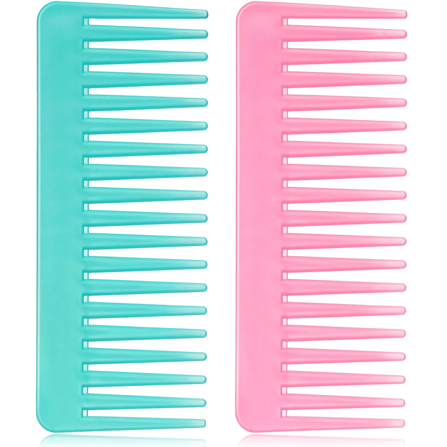 Large Hair Detangling Comb Wide Tooth Comb for Curly Hair Wet Dry Hair, No Handle Detangler Comb Styling Shampoo Comb (Cyan, Pink) | Amazon (US)