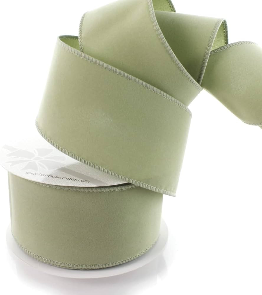 Ribbon Traditions 2.5" Wired Suede Velvet Ribbon Light Sage - 25 Yards | Amazon (US)