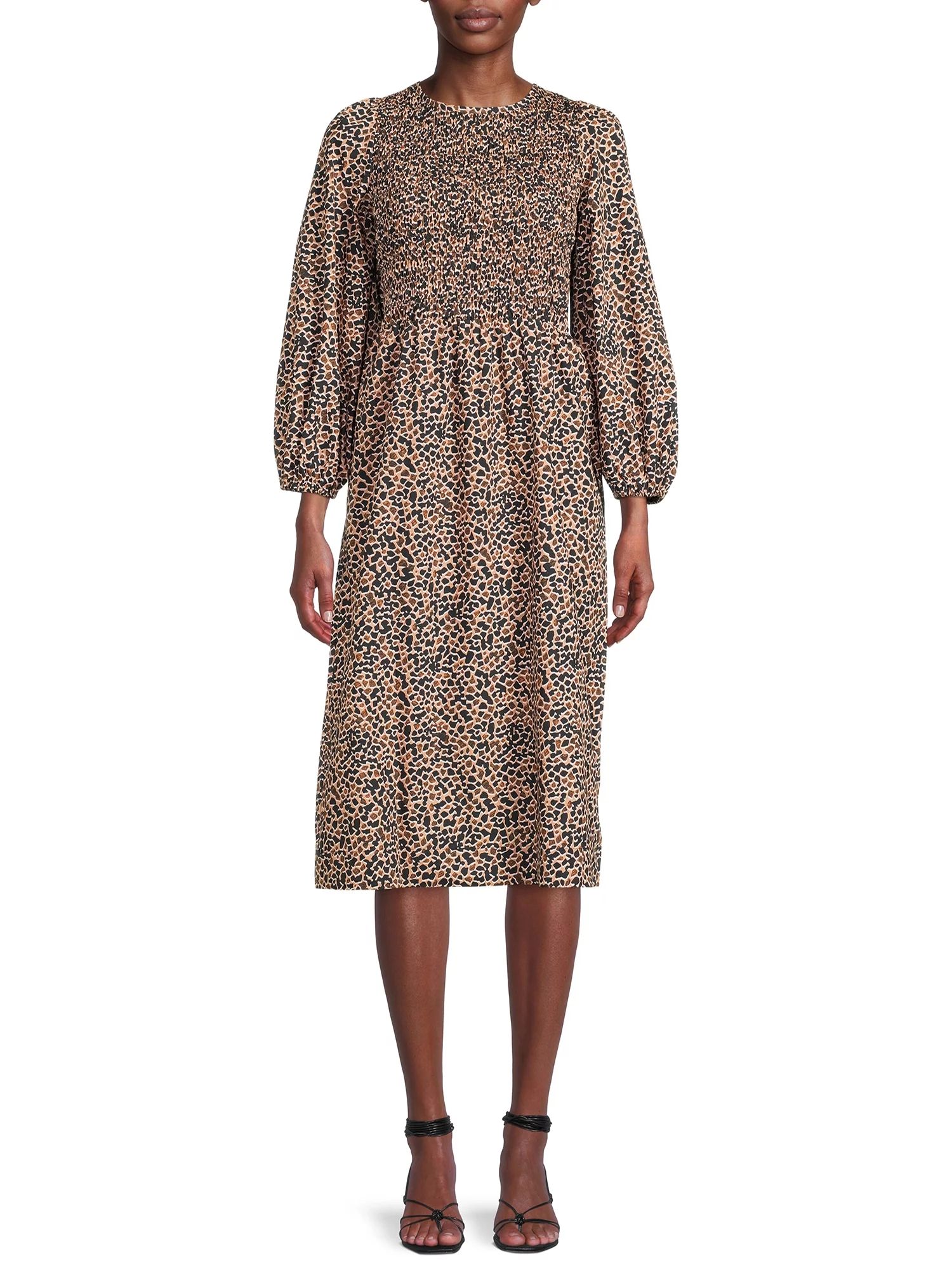 The Get Women's Scoop Back Midi Dress with Long Sleeves - Walmart.com | Walmart (US)