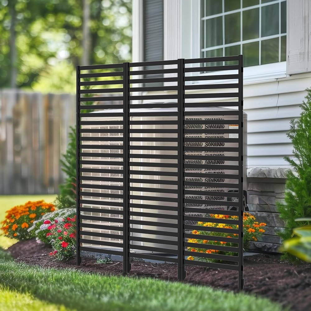 OUSHENG 47in H x 48in W Air Conditioner Fence Privacy Screen, Pool Equipment Enclosure Trash Garb... | Amazon (US)