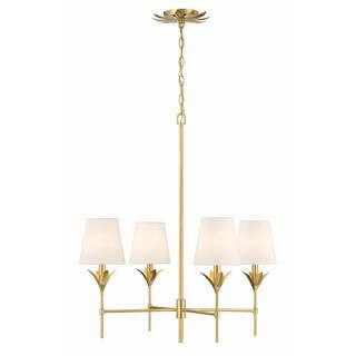 Broche 4-Light Antique Gold Chandelier with Silk Shade | The Home Depot