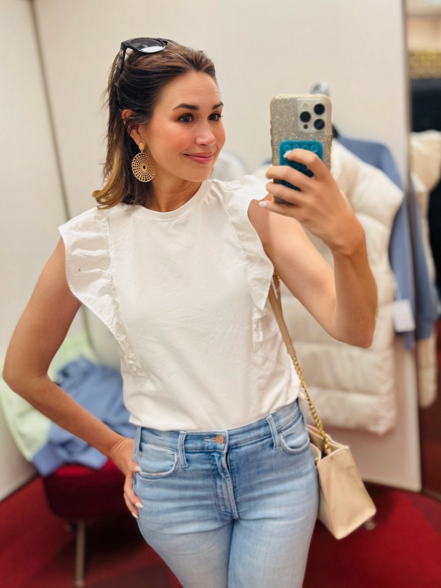 This Target tank looks high end but is currently on sale for $10!!! It comes in white and black and is the perfect weight. Such a steal! 

One of my fave pair of mother denim is also on sale now. The “kick it” ankle fray is high rise, straight leg, ankle length with just the perfect amount of stretch to keep them comfortable, but never baggy. 

#LTKFindsUnder50 #LTKSaleAlert #LTKSeasonal