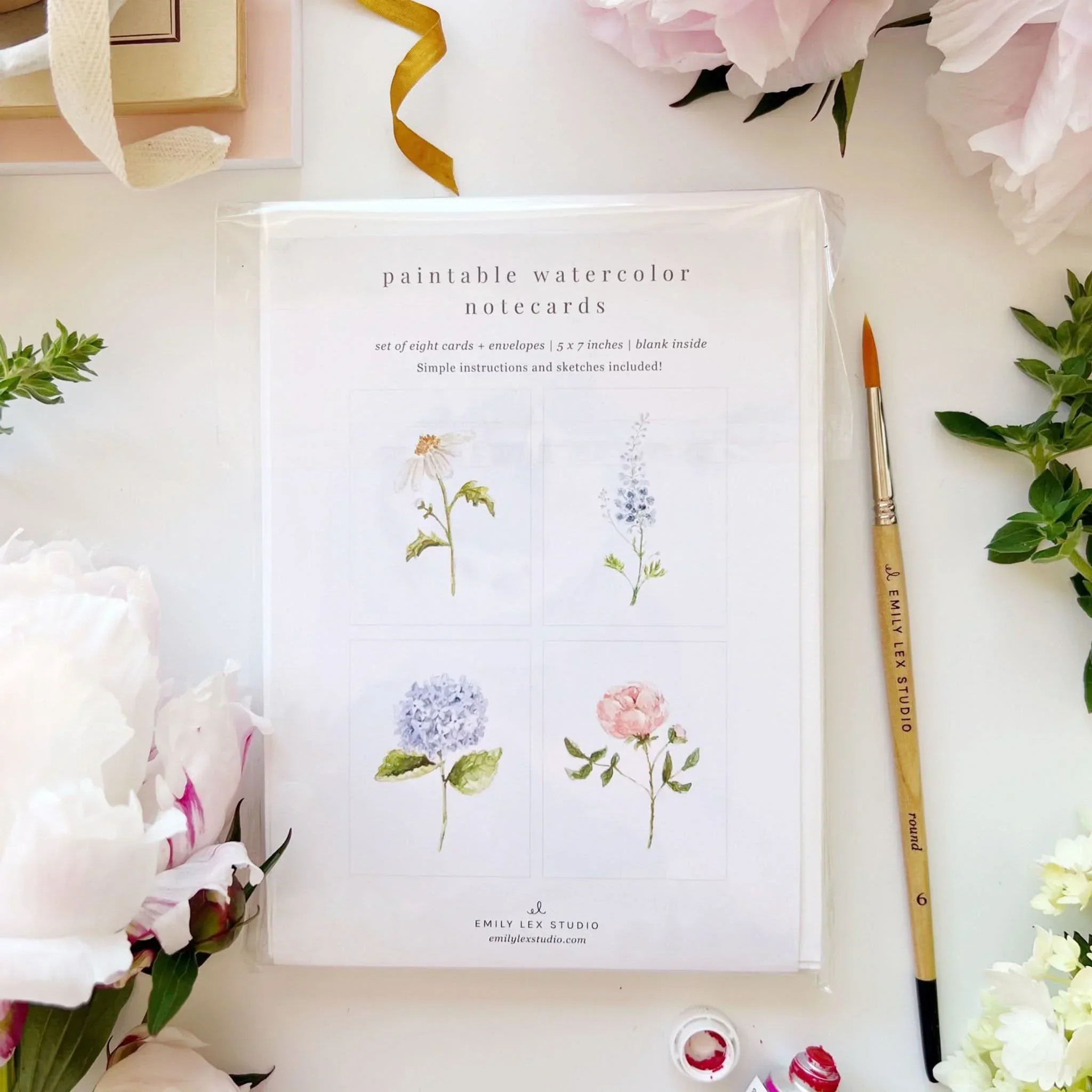 garden flowers paintable watercolor notecard set | Emily Lex Studio