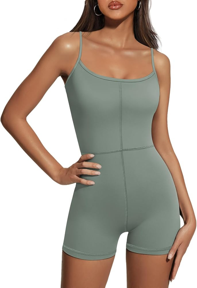 AUTOMET Womens Sexy Unitard Bodysuit Workout Rompers One Piece Summer Outfits Shorts Jumpsuits Gy... | Amazon (US)