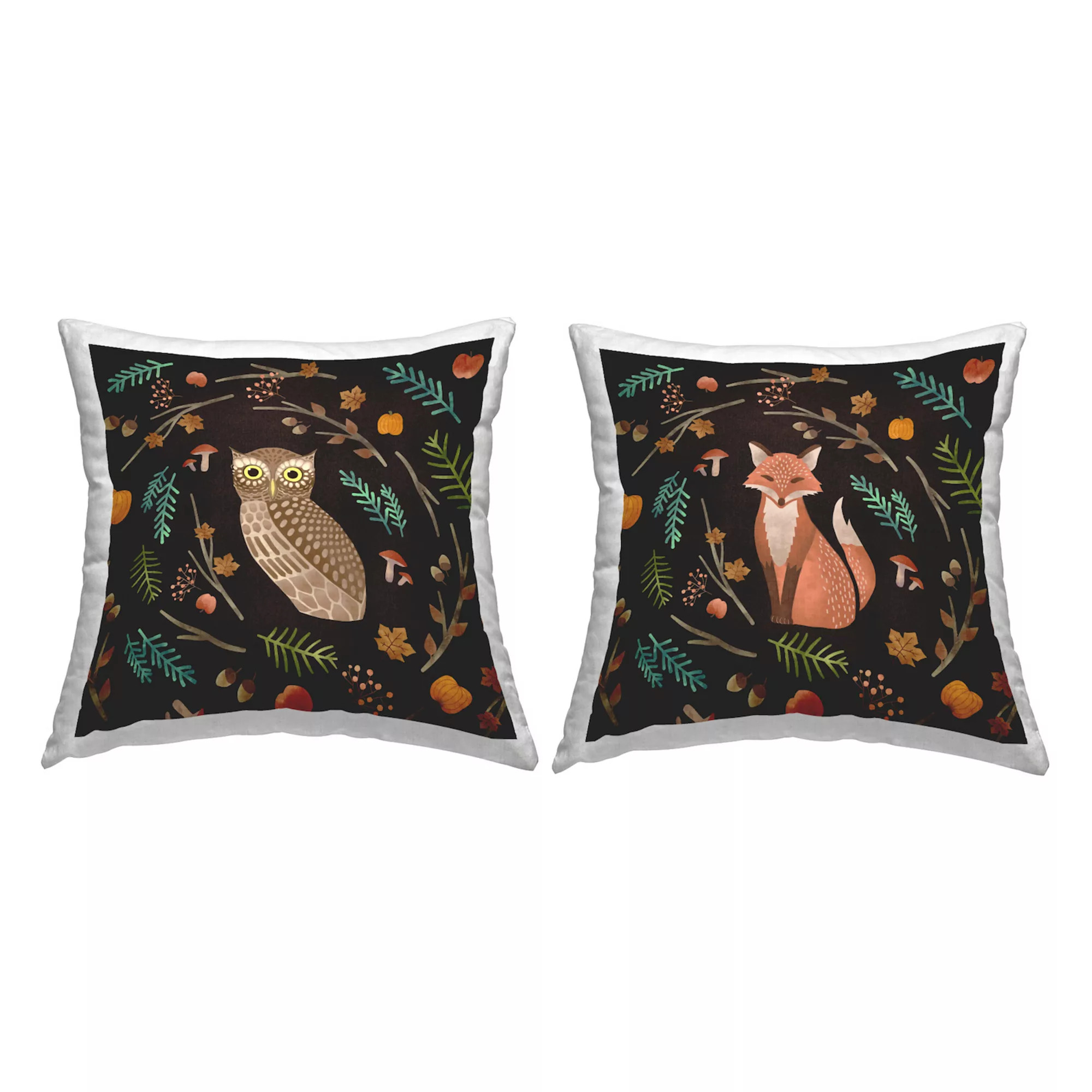 Stupell Home Decor Cozy Autumn Botanicals Owl & Fox Woodland Creatures Throw Pillow | Kohl's
