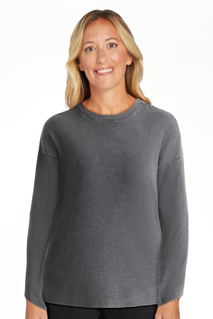 Time and Tru Women's Boxy Thermal Tee with Long Sleeves, Sizes XS-XXXL | Walmart (US)