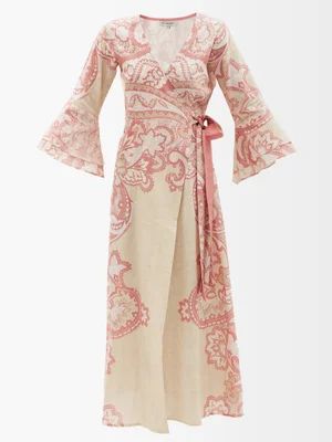 Diya paisley-print cotton-khadi wrap dress | D'Ascoli | MATCHESFASHION US | Matches (US)