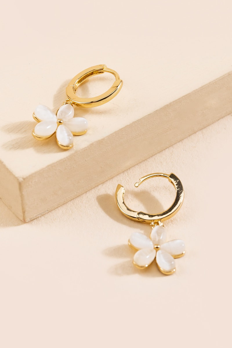 Anya Flower Huggie Hoop Earrings | Francesca's