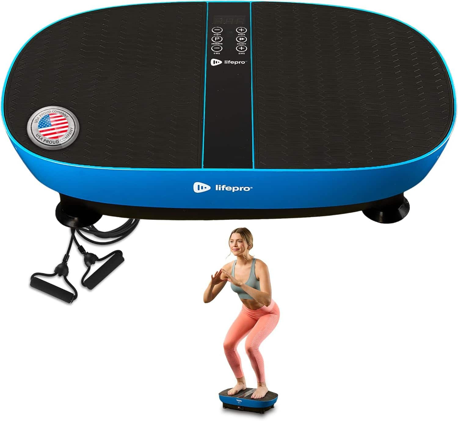 LifePro - VibraPulse Vibration Plate Exercise Machine with EMS Pad & 99 Speeds for Full Body Workout - Blue | Best Buy U.S.