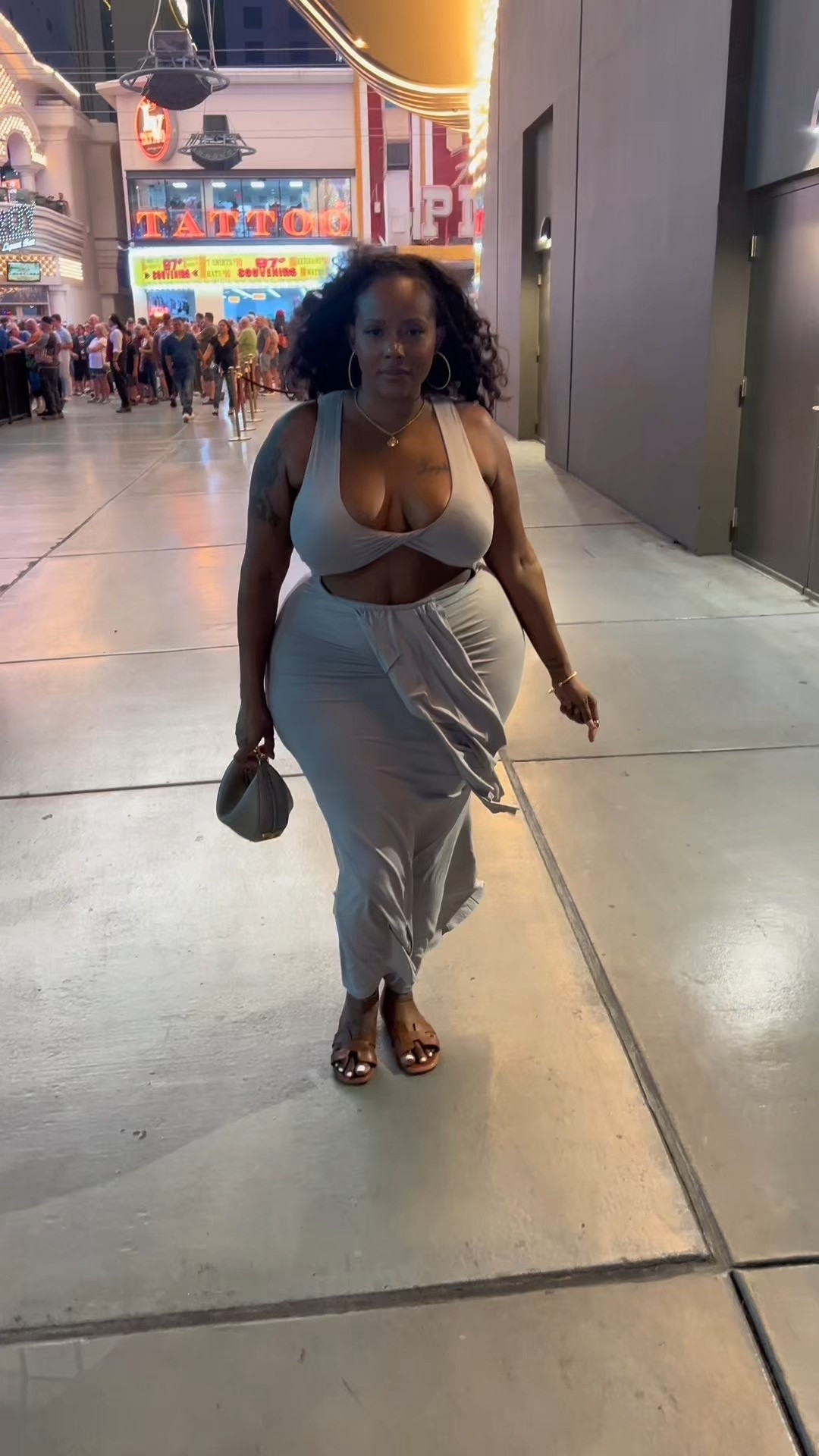 Cute, sexy, comfy! Loving this dress + sandal after dinner to walk the strip 🩶 #datenightoutfit #curvy 

#LTKPlusSize #LTKNYFW #LTKStyleTip