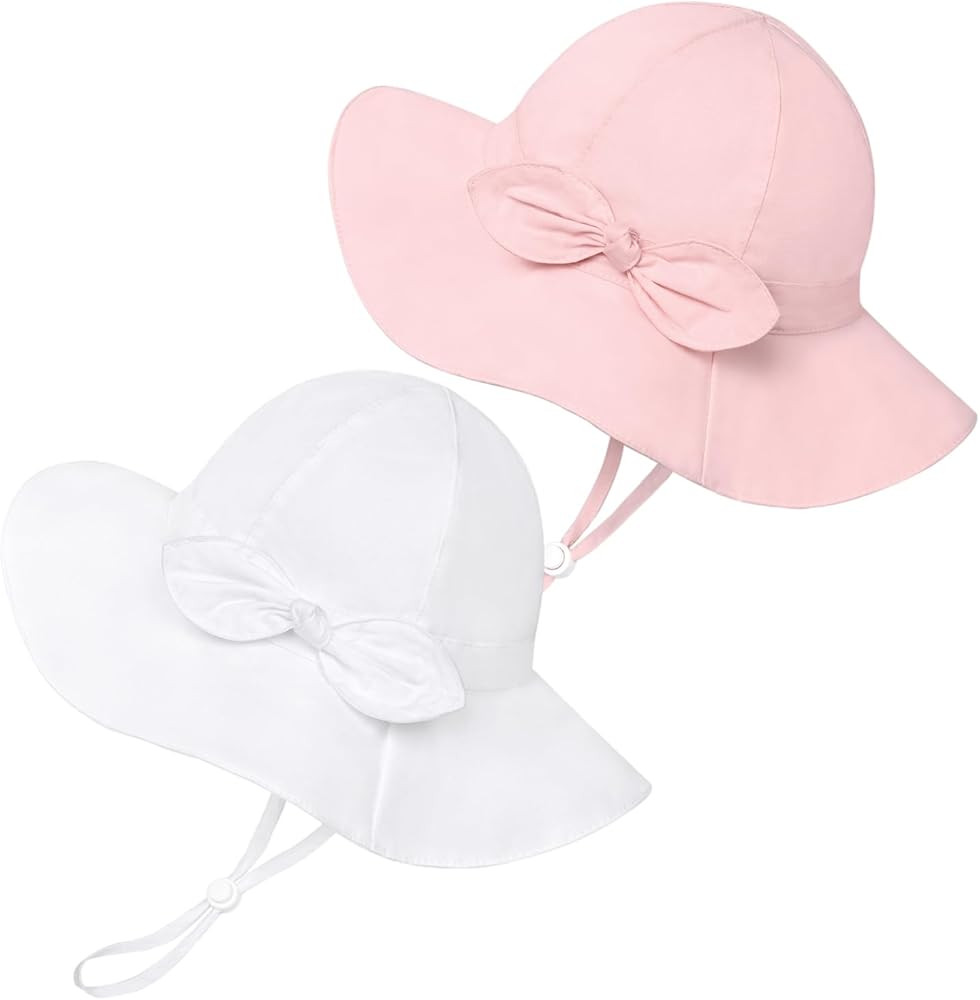 Baby Girl Sun Hat Summer Foldable Beach Hats with UPF50+ Sun Protection Wide Brim Toddler Bucket ... | Amazon (US)