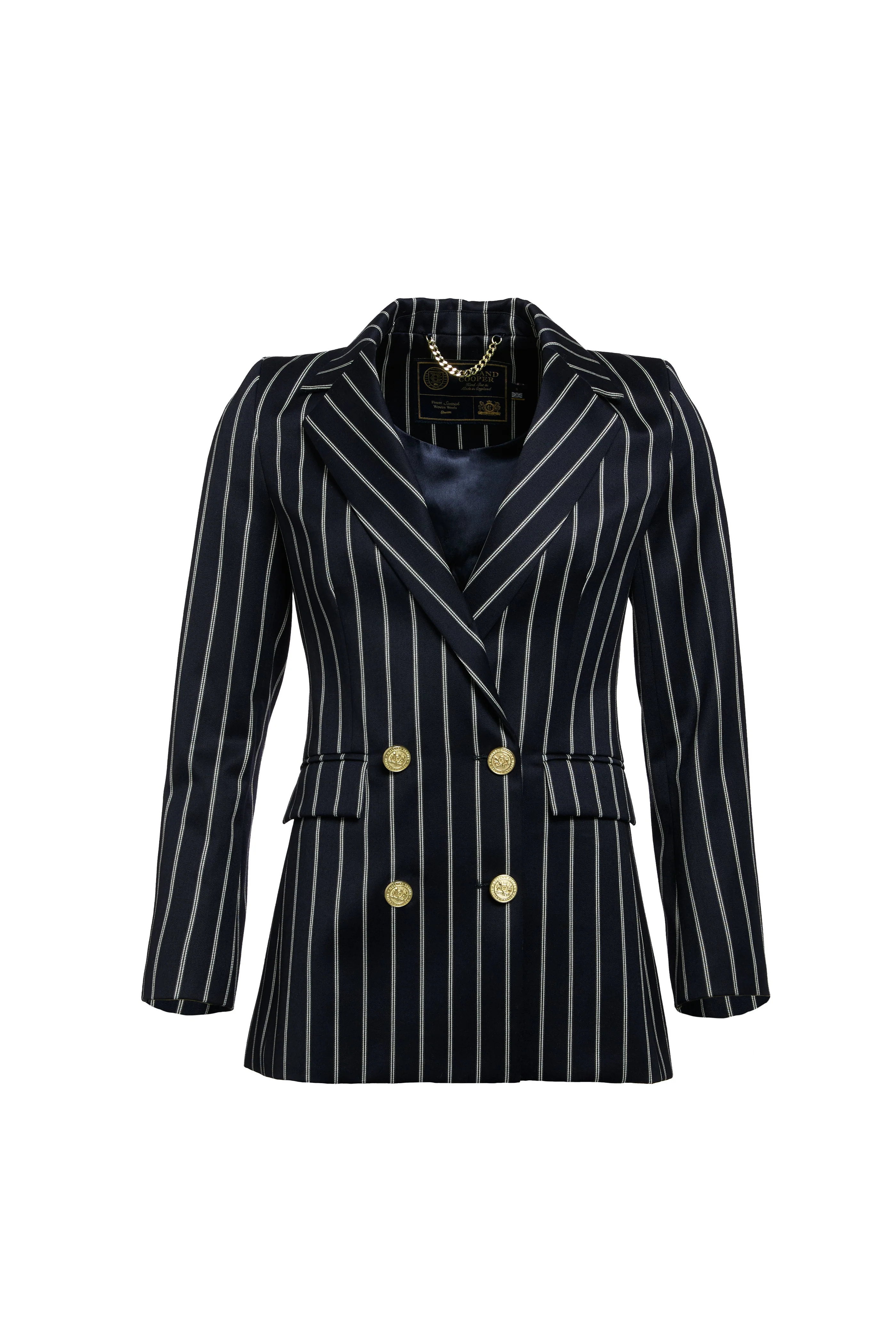 Double Breasted Blazer (Ink Navy Wide Stripe) | Holland Cooper