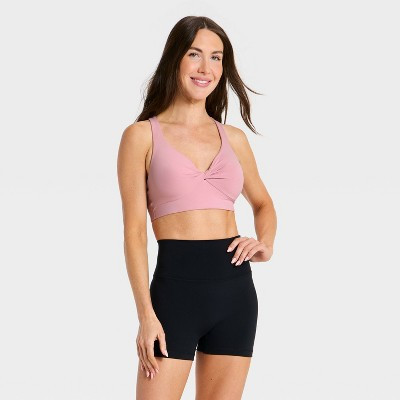 Women's Everyday Soft Light Support Longline Twist Front Sports Bra - All In Motion™ Blush Pink XS | Target