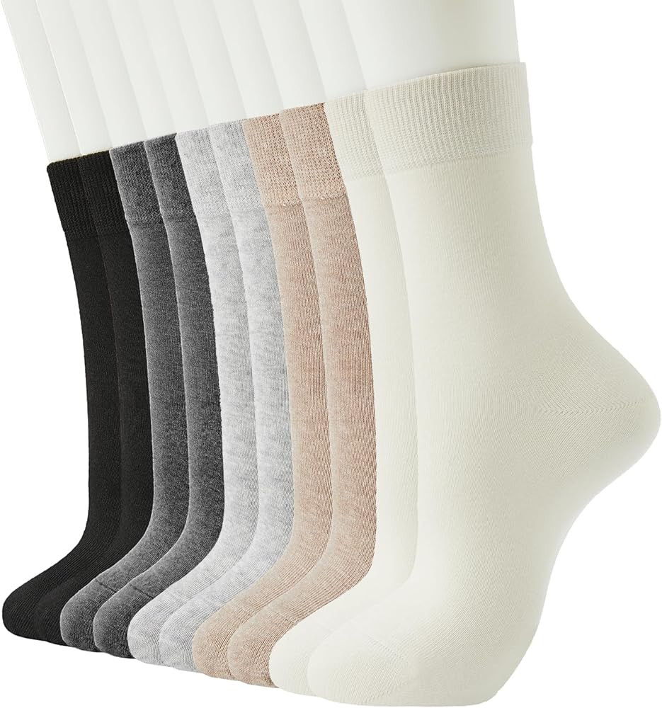 J-BOX Womens Cotton Crew Socks Thin Dress Socks for Women Above Ankle Breathable Casual Sock 8-10... | Amazon (US)